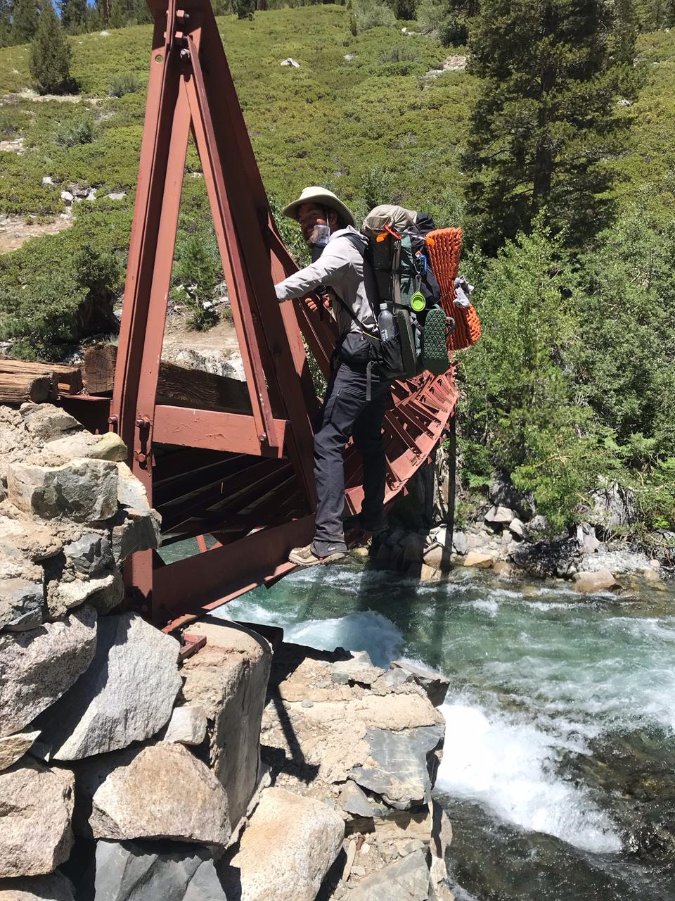 Crossing the broken bridge on the PCT